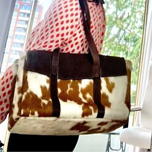 Cow hide tote bag